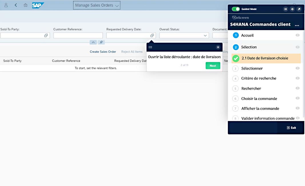 OnScreen sur SAP S/4HANA