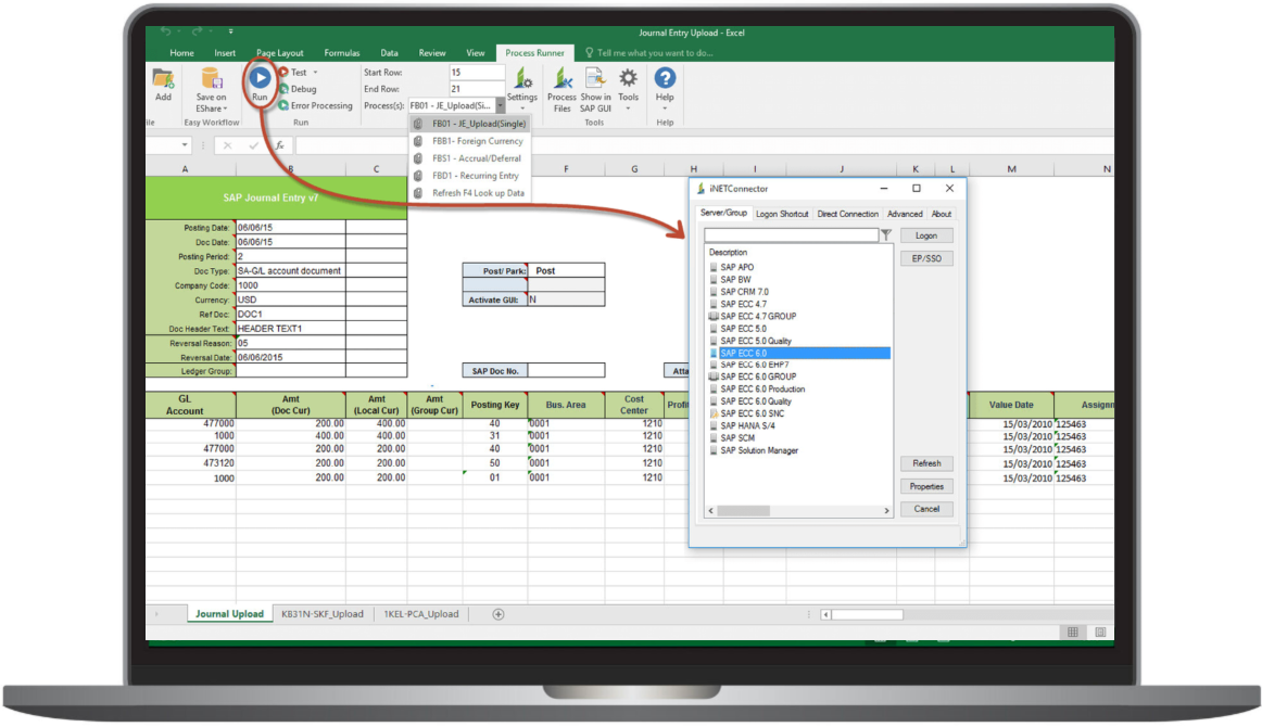 Process Runner, SAP data management from Excel